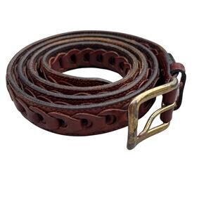 Men’s Argentinian Leather Woven Belt Sz 42 Boho Southwestern Crafted Ranch Core